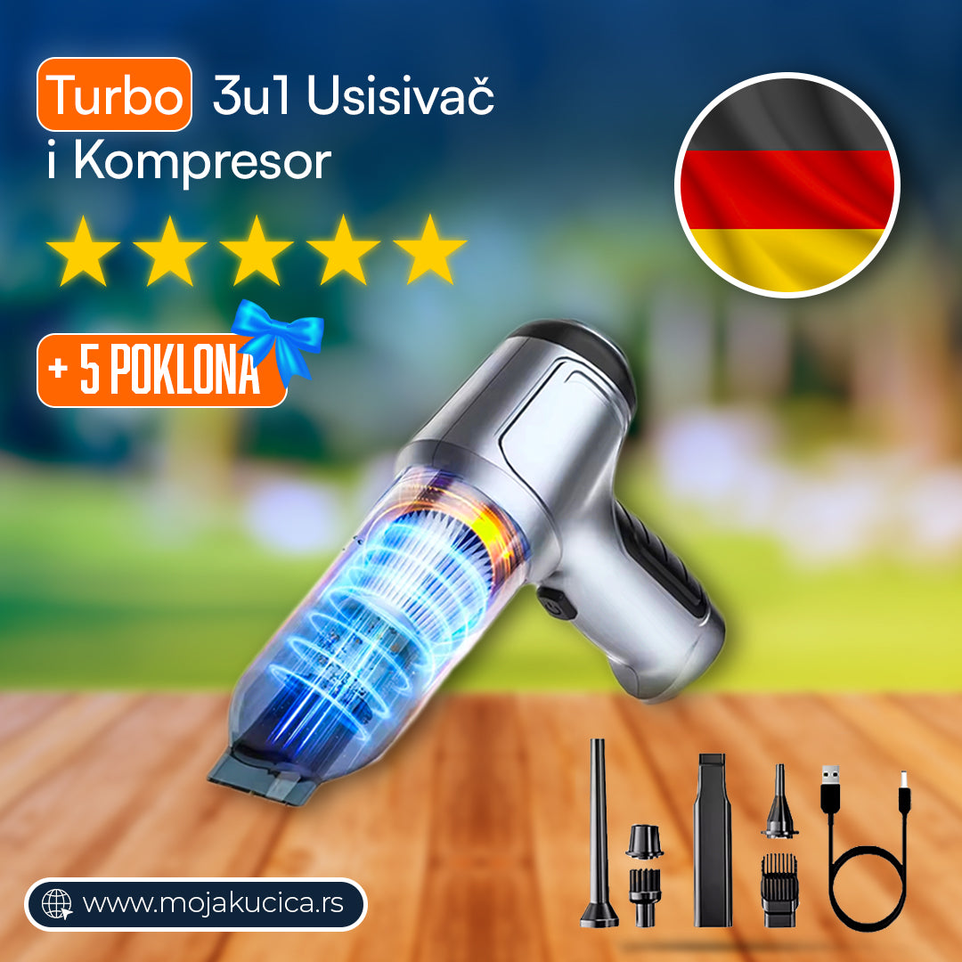 TURBO 3u1 USISIVAČ i KOMPRESOR +5 POKLONA